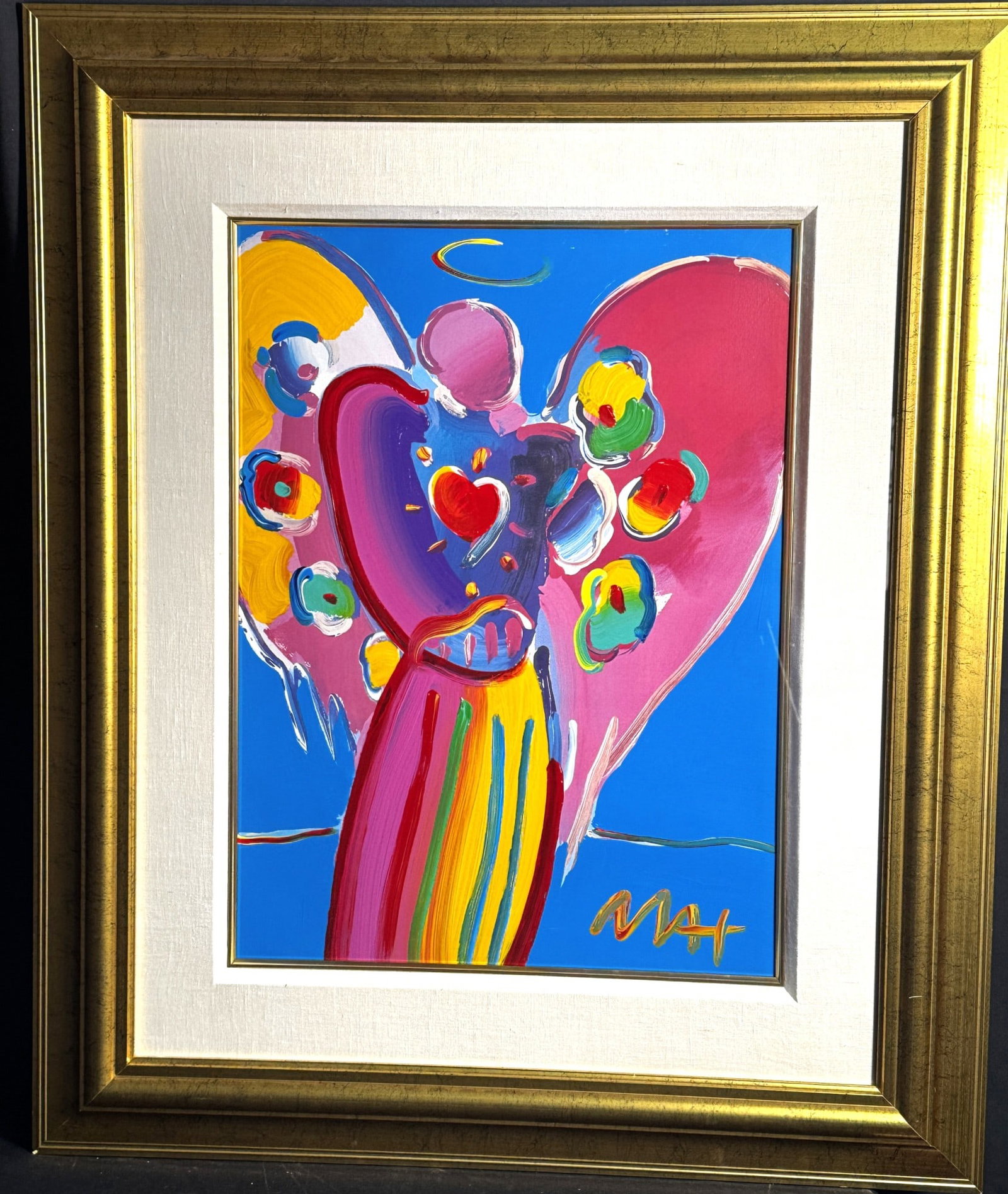 PETER MAX ORIGINAL " ANGEL WITH HEART ": PETER MAX ORIGINAL " ANGEL WITH HEART " Height: 35 in. by Width: 29