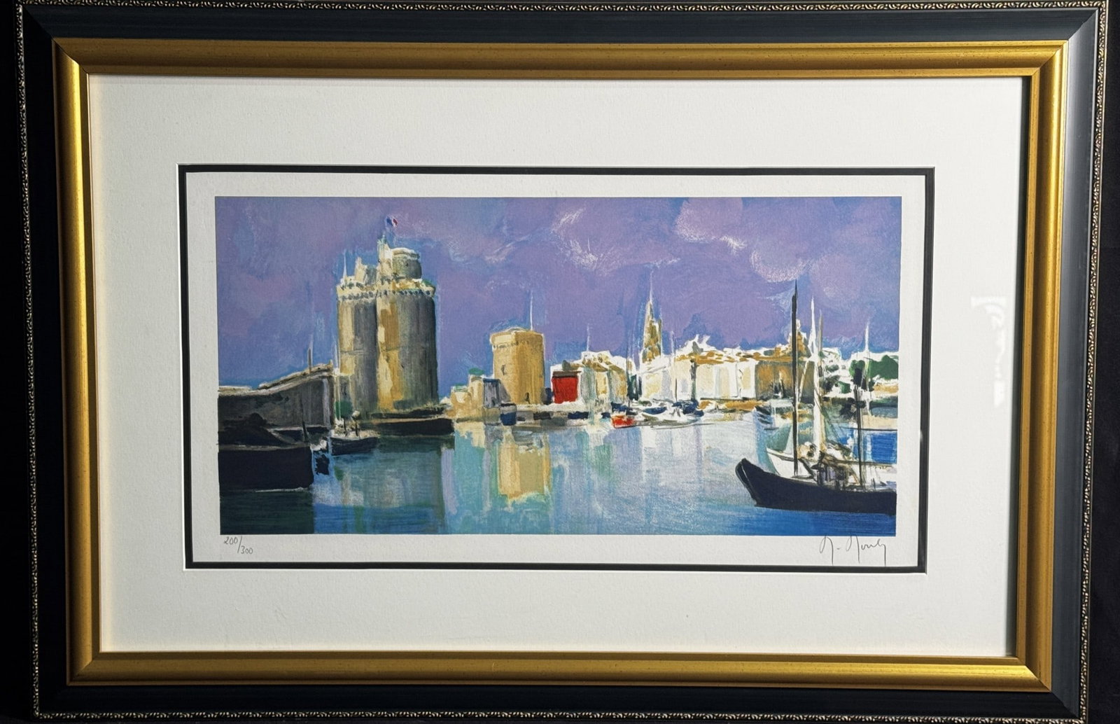 MOULY "LE TOUR DE LA ROUCHELLE": MOULY "LE TOUR DE LA ROUCHELLE" HARBOUR SCENE LITHOGRAPH, EDITION #200/300. Height: 23 in. by Width: 34 in.
