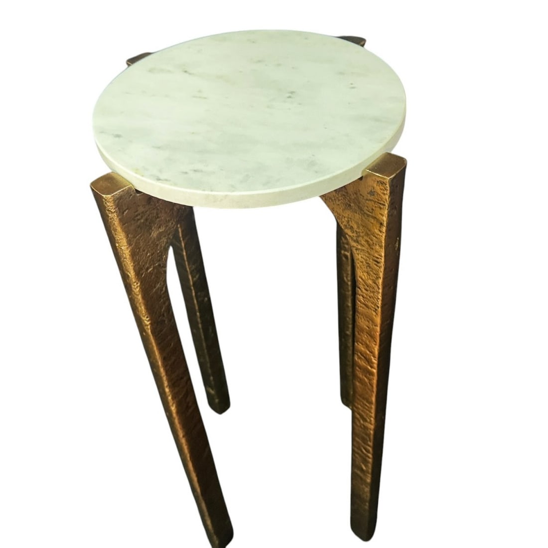 MARBLE TOP DRINK TABLE ON BRASS BASE - 2