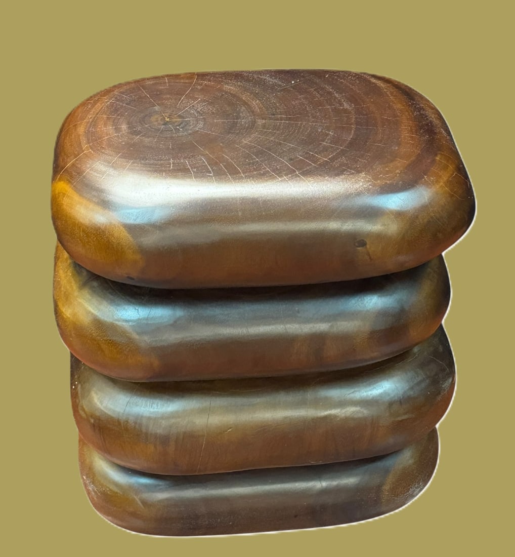 MID CENTURY STYLE STACK WOOD BLOCK SIDE TABLE - 2