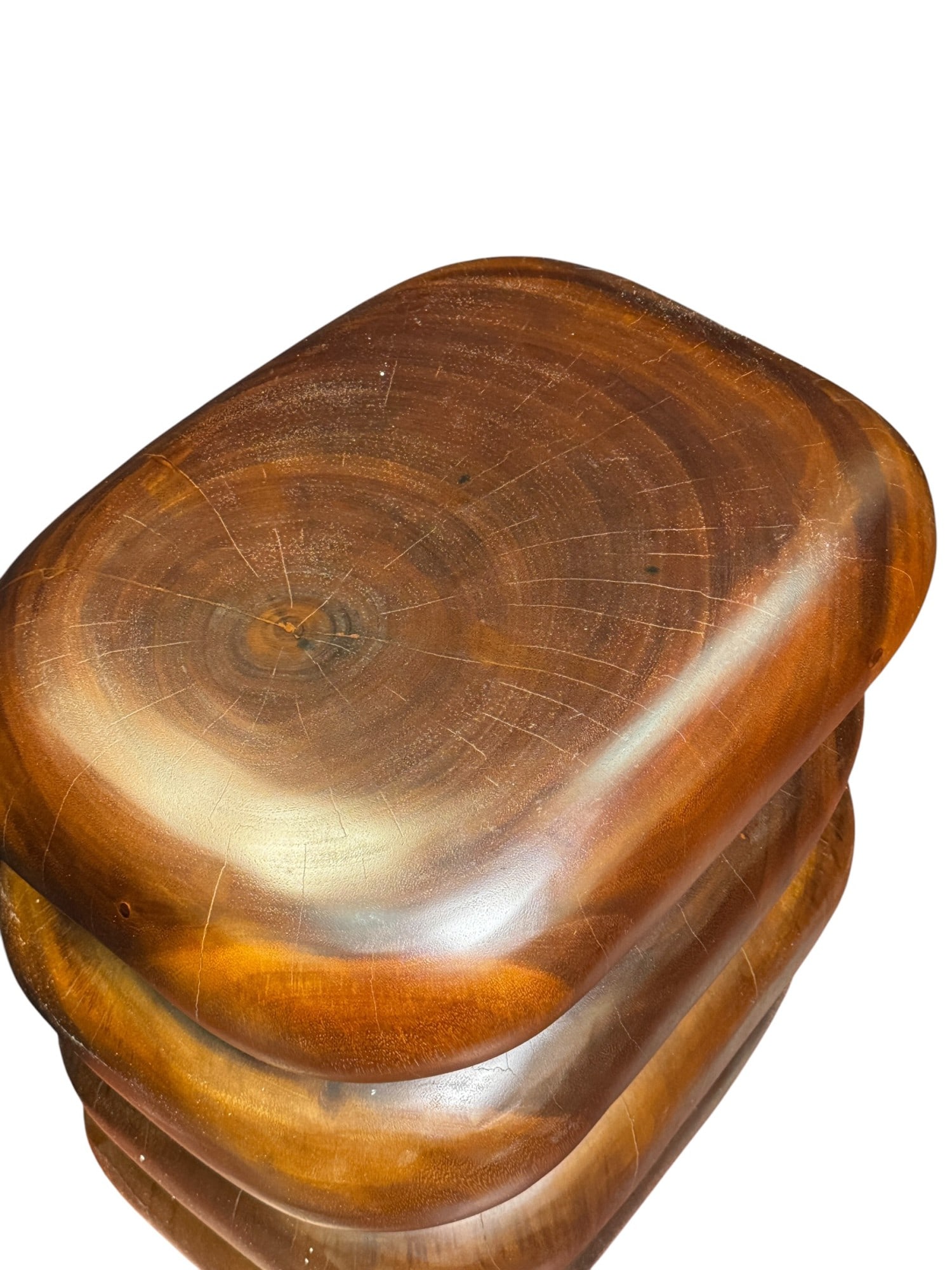 MID CENTURY STYLE STACK WOOD BLOCK SIDE TABLE - 3