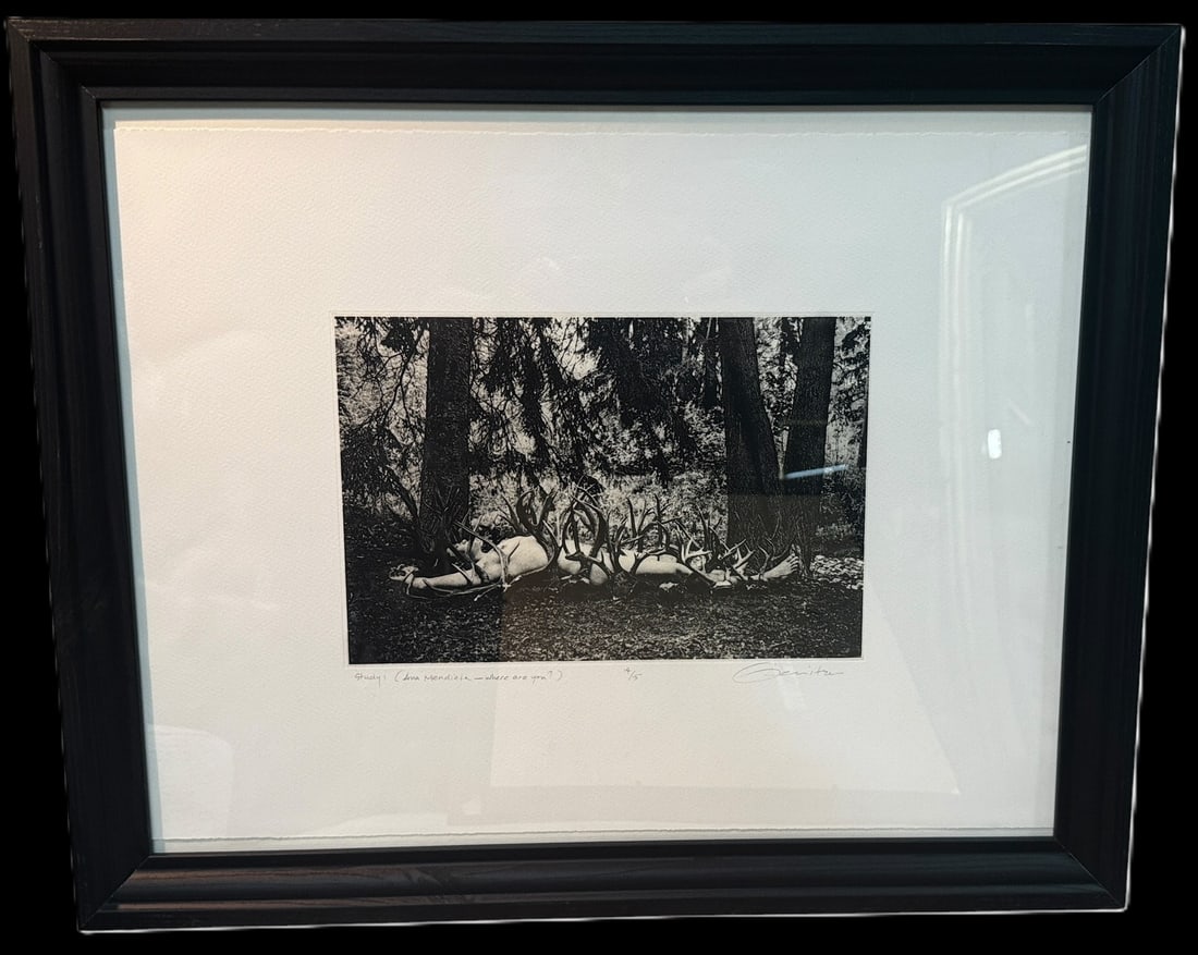 BLACK AND WHITE PHOTO " ANA MENDIETA- WHERE ARE YO: BLACK AND WHITE PHOTO " ANA MENDIETA- WHERE ARE YOU" Height: 19 in. by Width: 23