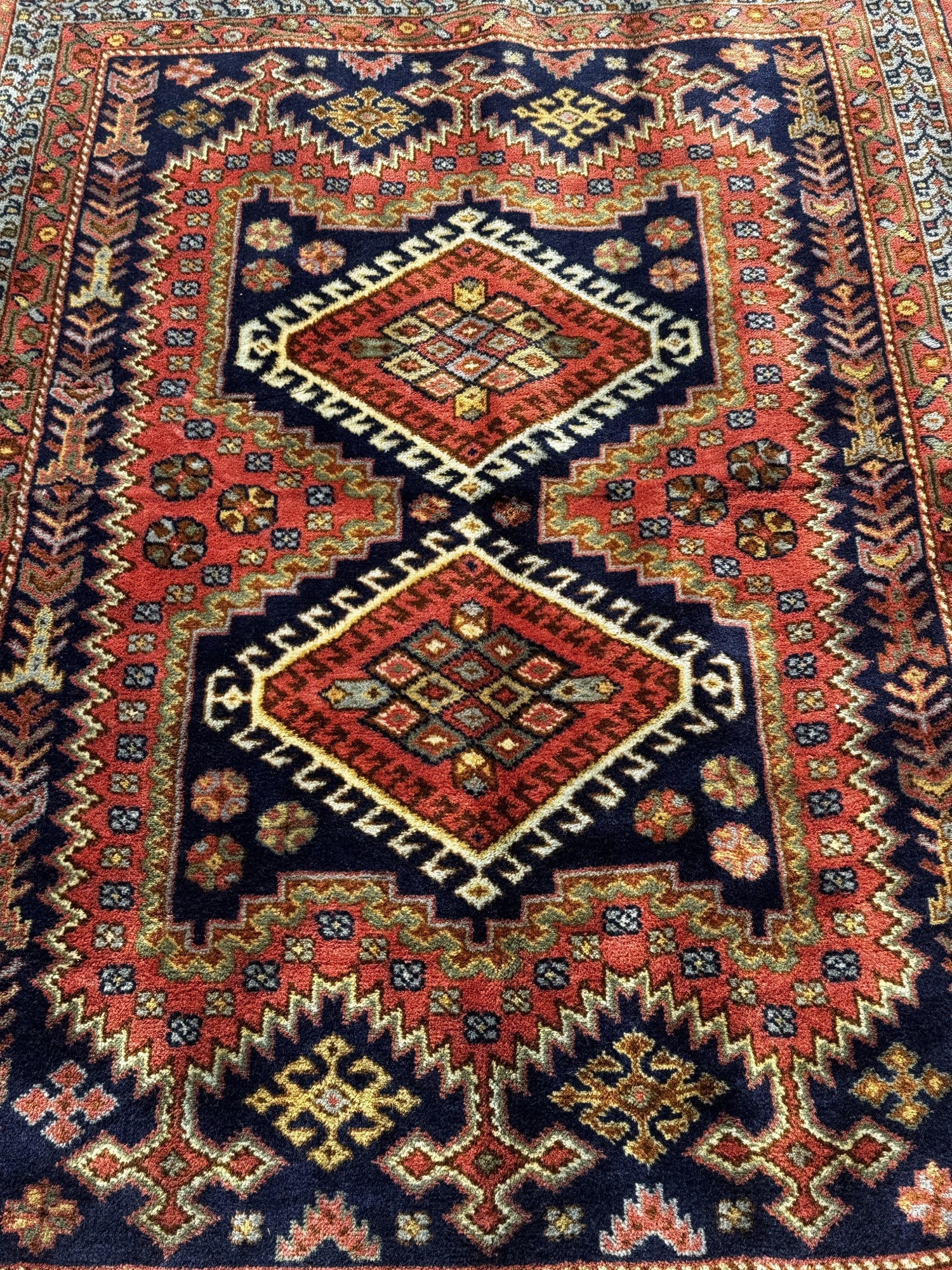 ANTIQUE HAND KNOTTED HAMADAN RUG - 2