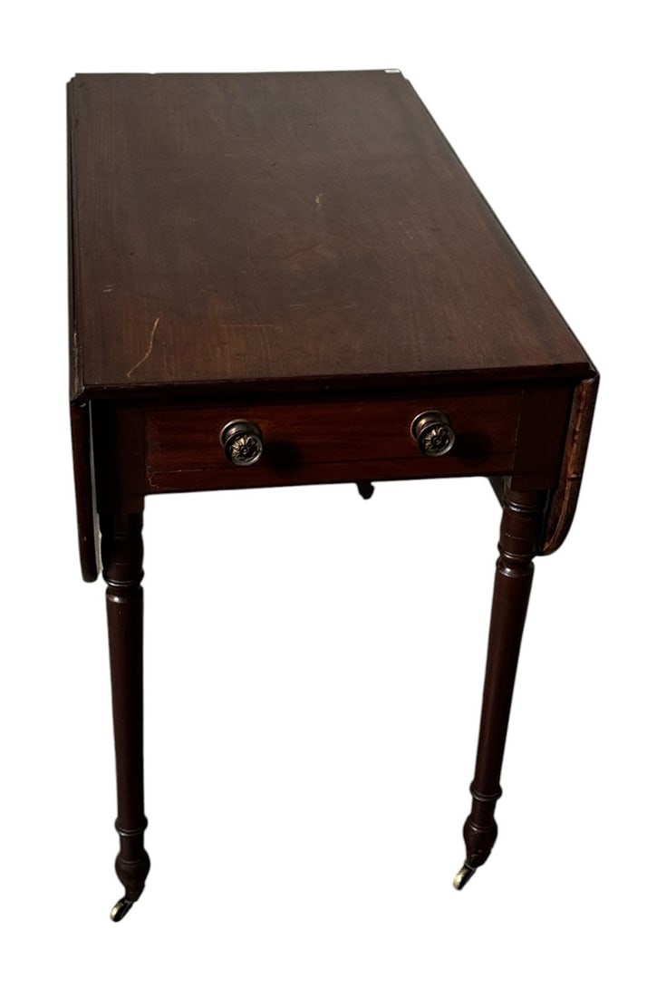 19TH C. ENGLISH PENDROKE DROP LEAF TABLE - 3