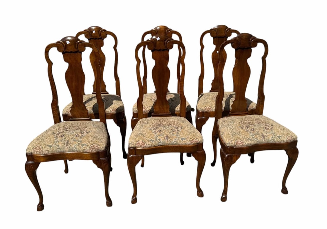 SIX 19th C. QUEEN ANNE STYLE WALNUT DINING CHAIRS (1 of 4)