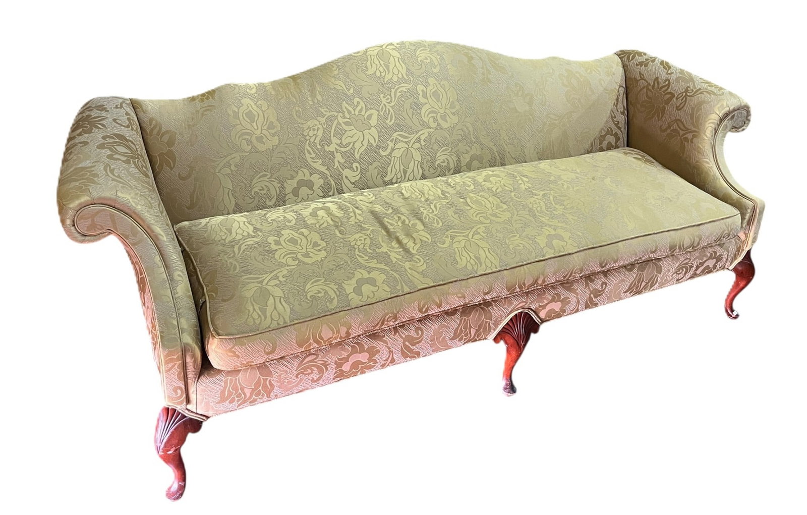 QUEEN ANNE STYLE CAMELBACK SOFA - 2