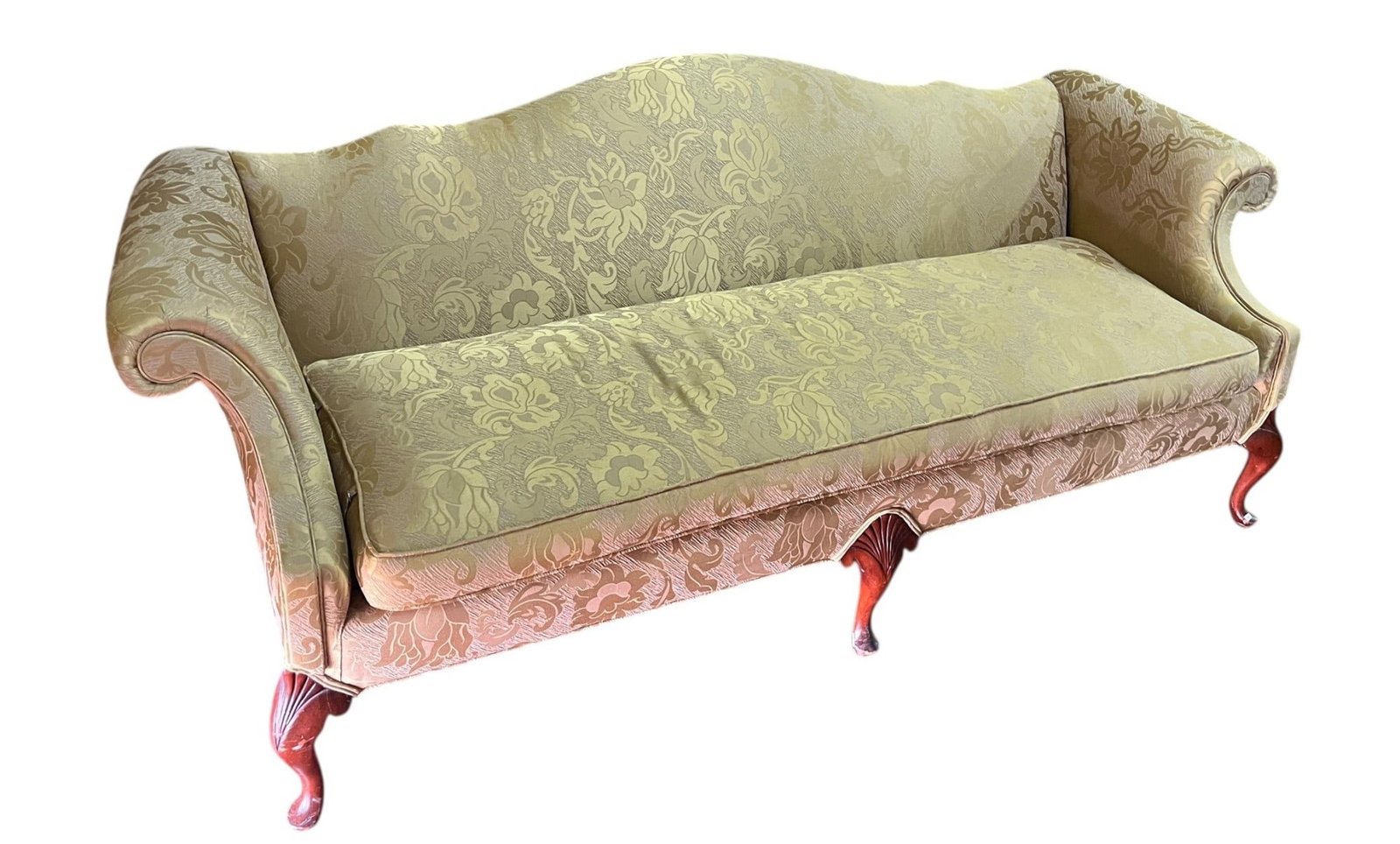 QUEEN ANNE STYLE CAMELBACK SOFA - 8