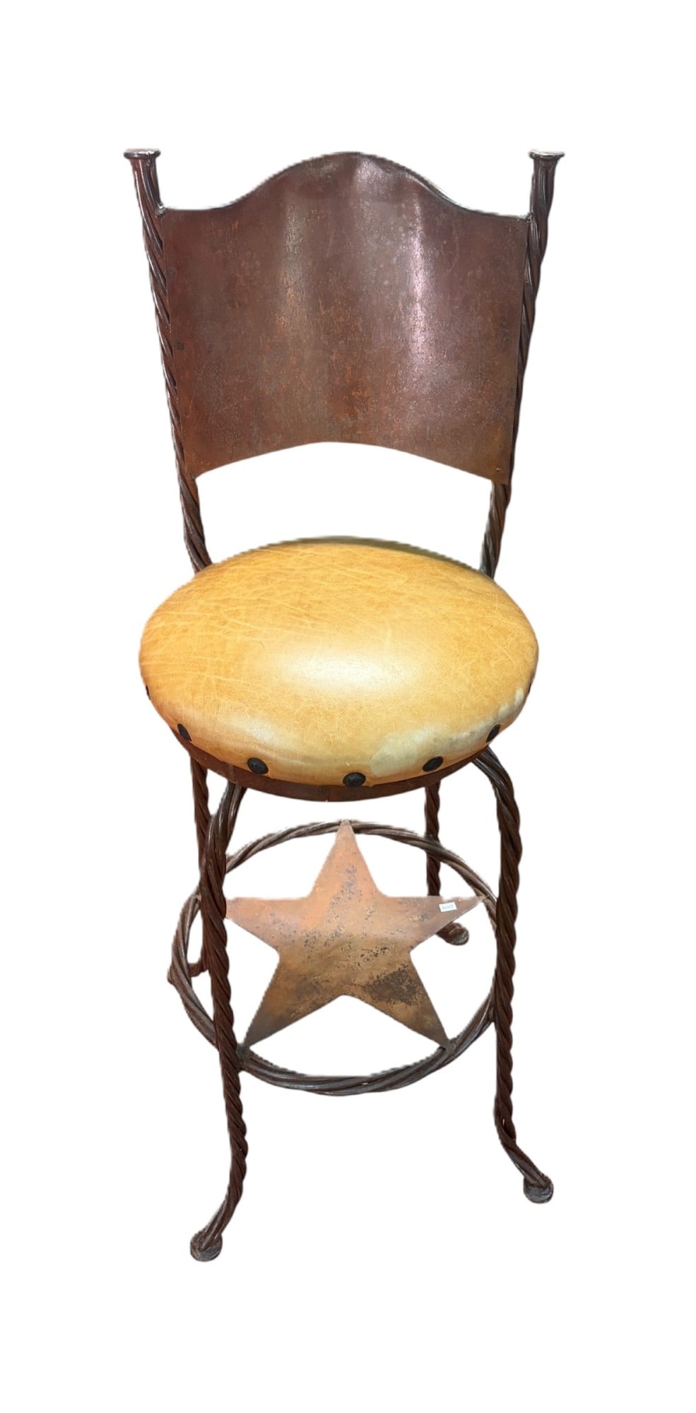 SINGLE LEATHER IRON BARSTOOL - 2