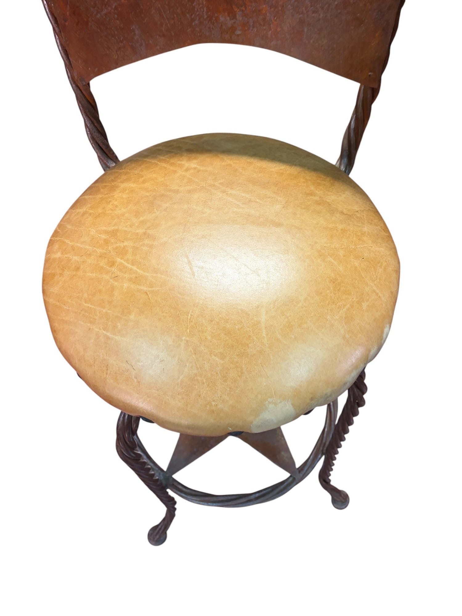 SINGLE LEATHER IRON BARSTOOL - 3