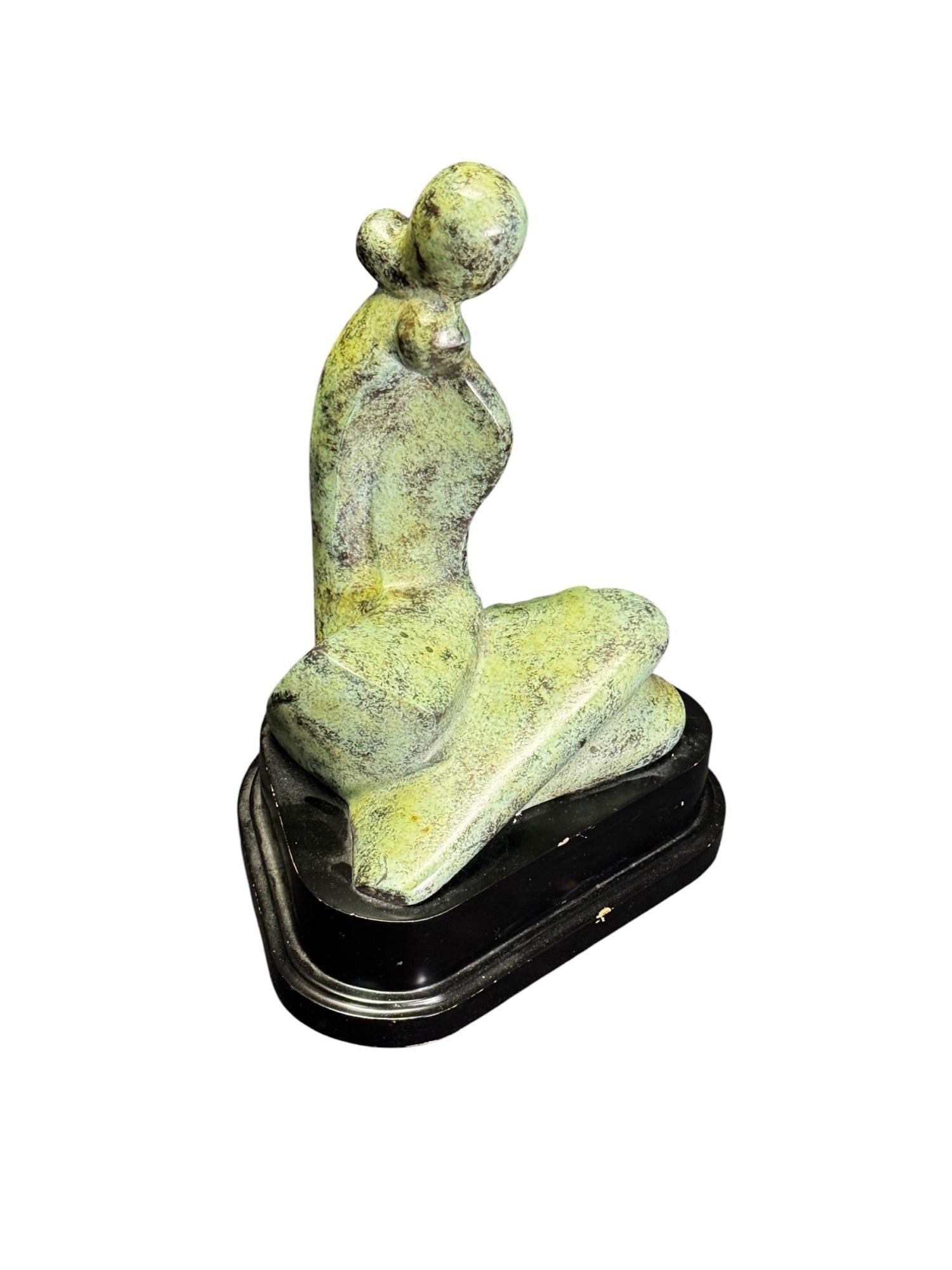 BRONZE PATINA WOMAN SCULPTURE: BRONZE PATINA WOMAN SCULPTURE. Height: 12.5 in. by Width: 9 in. by Depth: 7