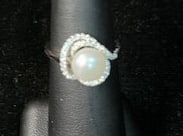 PEARL AND CZ DIAMOND RING (1 of 3)