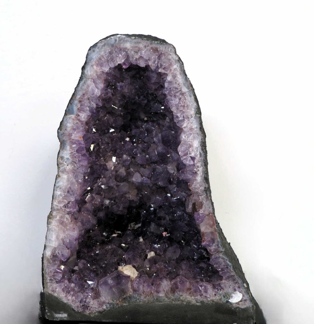 AMETHYST CATHEDRAL GEODE: AMETHYST CATHEDRAL GEODE. 12KGS. Height: 14 in. by Width: 10 in. by Depth: 8 in.