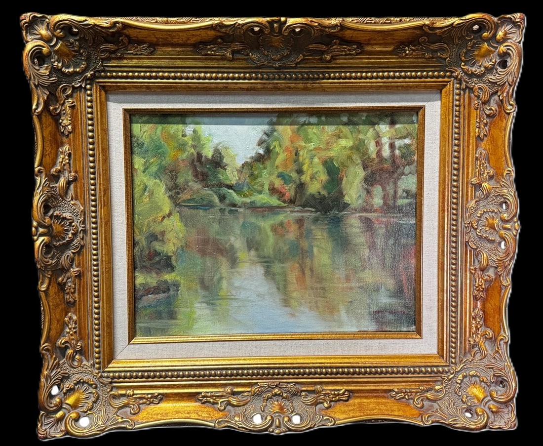 OIL ON CANVAS " RFLECTIONS" SIGNED MARTY HATCHER: OIL ON CANVAS " RFLECTIONS" SIGNED MARTY HATCHER Height: 19 in. by Width: 22