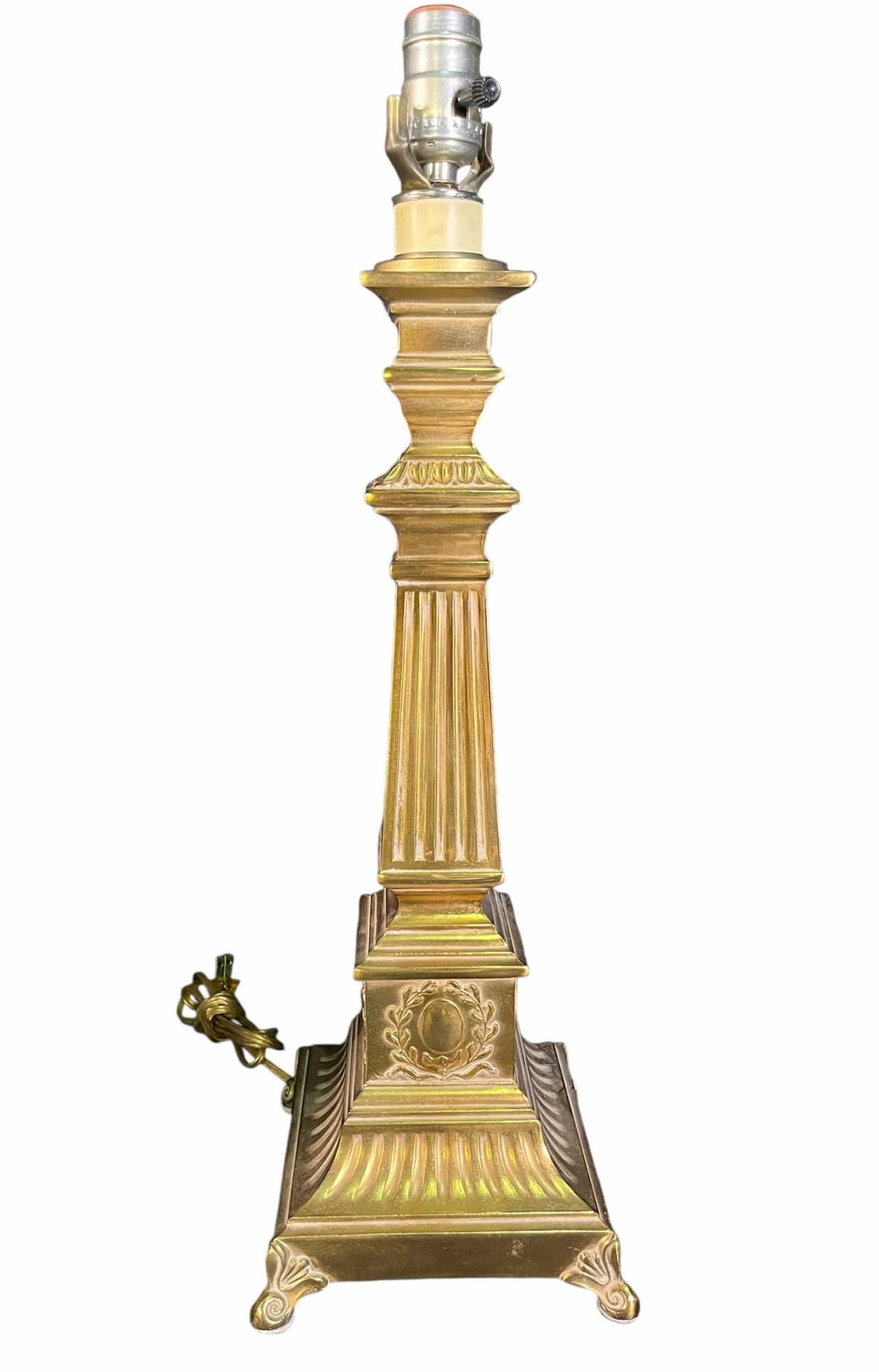 19TH CENTURY VICTORIAN BRASS COLUMN LAMP (1 of 4)