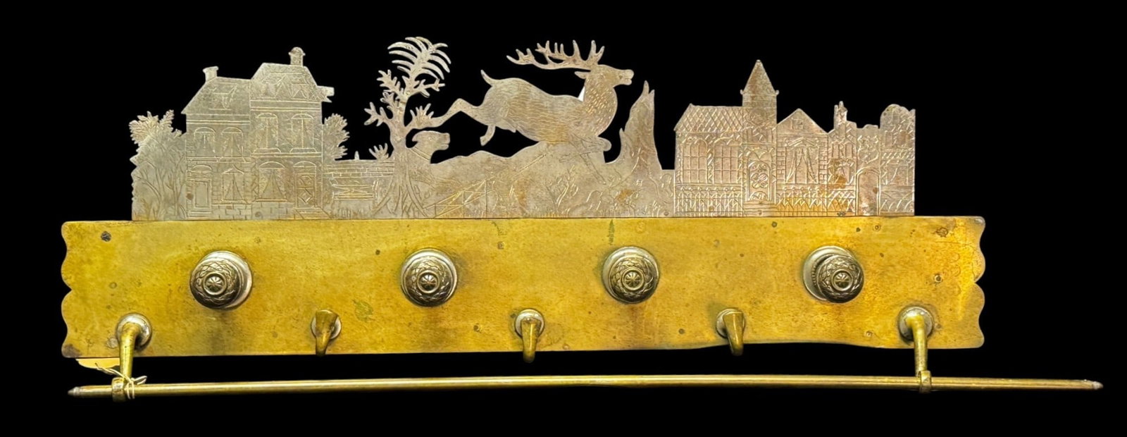19th CENTURY GERMAN COAT RACK: 19th CENTURY GERMAN COAT RACK. Height: 10.25 in. by Width: 20.5 in. by Depth: 3 in.