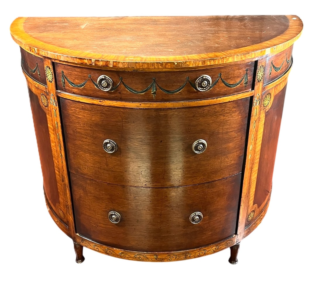 VINTAGE FRENCH DEMILUNE COMMODE DRESSER (1 of 5)