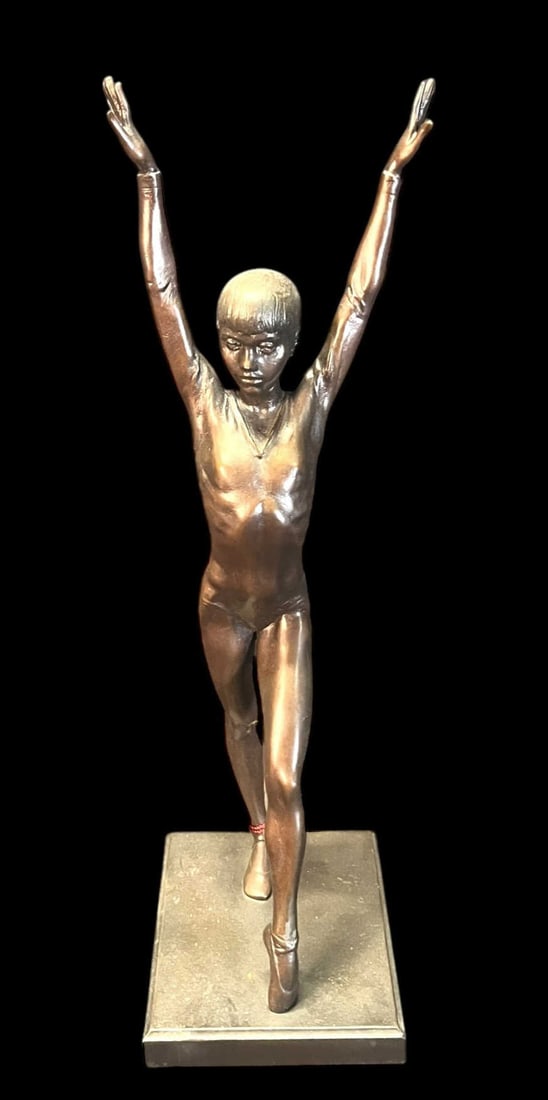 "HUMAN GRACE" SCULPTURE BY ALEXANDER HROMYCH: "HUMAN GRACE" BRONZE SCULPTURE BY ALEXANDER HROMYCH. Height: 16.5 in. by Width: 5 in. by Depth: 5.5 in.