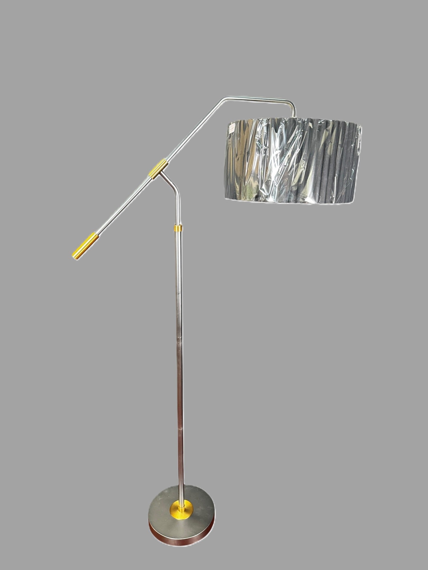 PEWTER FLOOR LAMP WITH GOLD ACCENTS (1 of 3)