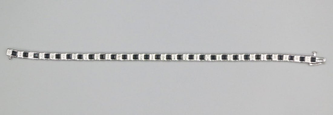 LAPIS STERLING SILVER BRACELET: LAPIS STERLING SILVER BRACELET. Height: 1/8 in. by Width: 7 in. by Depth: 3/16 in.