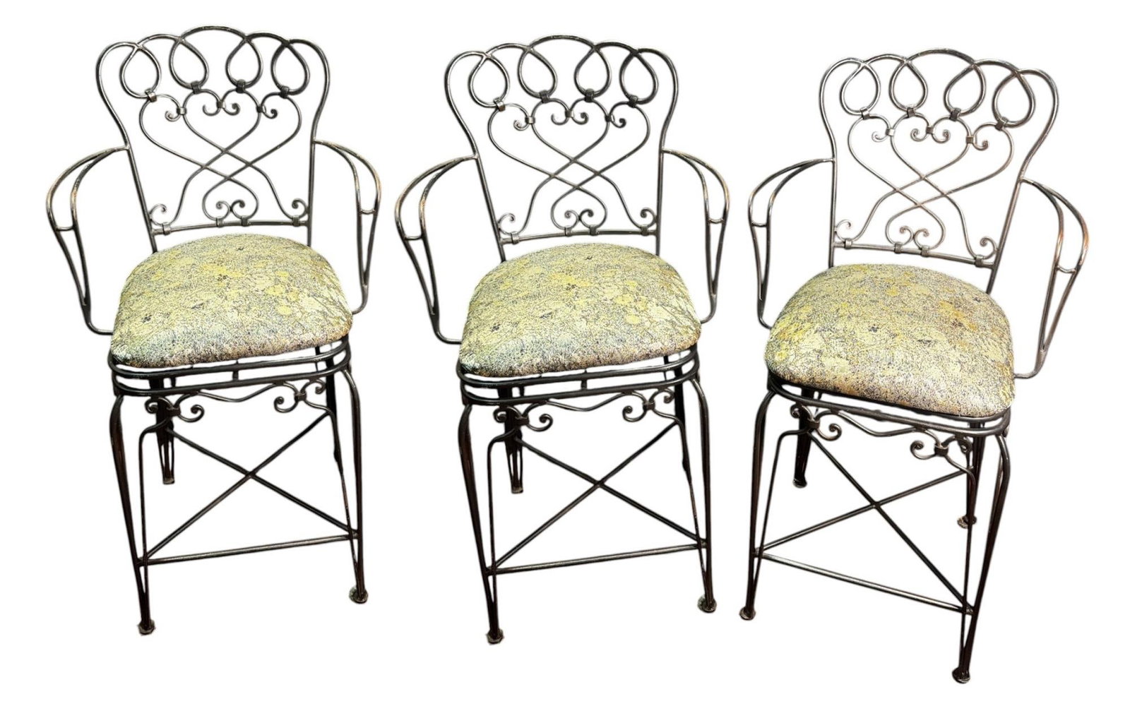 SET OF THREE IRON SWIVEL BARSTOOLS (1 of 6)