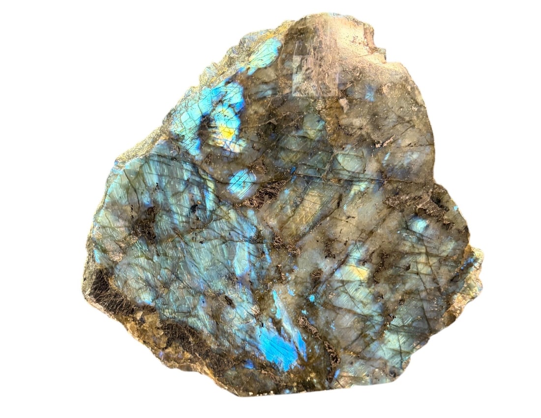 LABRADORITE POLISHED: LABRADORITE POLISHED 5.6lbs Height: 7 in. by Width: 8 in. by Depth: 3 in.