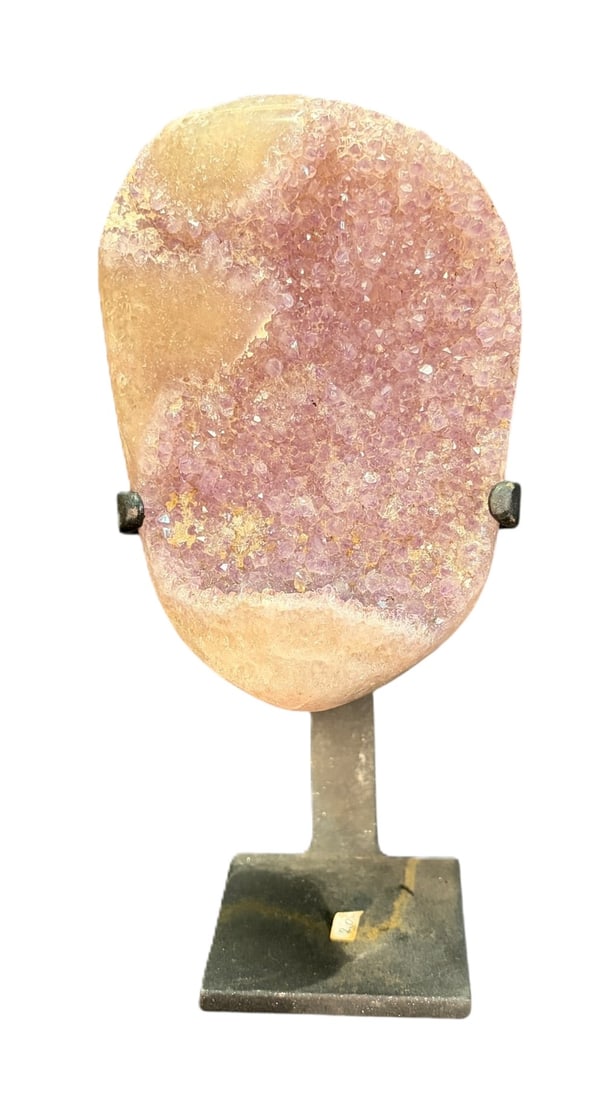 AMETHYST ON IRON STAND: AMETHYST ON IRON STAND 2.8kg Height: 8 in. by Width: 5.5 in. by Depth: 3 in.