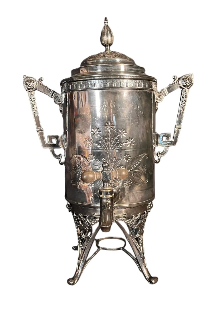 ANTIQUE SILVER PLATE COFEE/TEA URN (1 of 3)