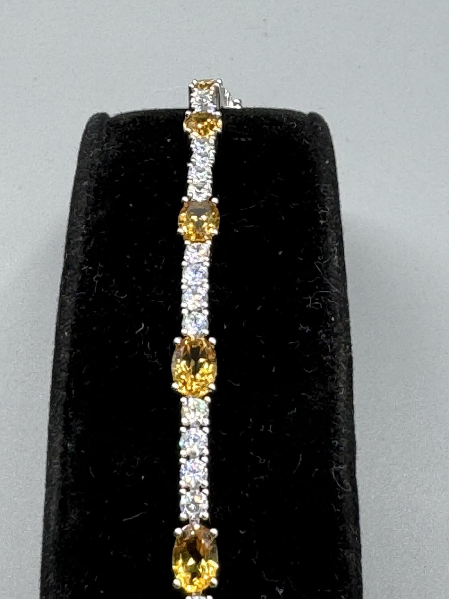 CITRINE AND DIAMOND STYLE STERLING TENNIS BRACELET: CITRINE AND DIAMOND STYLE STERLING TENNIS BRACELET