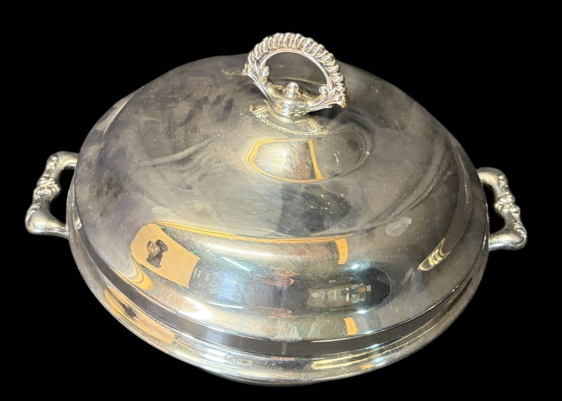 THREE SILVER PLATE SERVING PIECES - 3