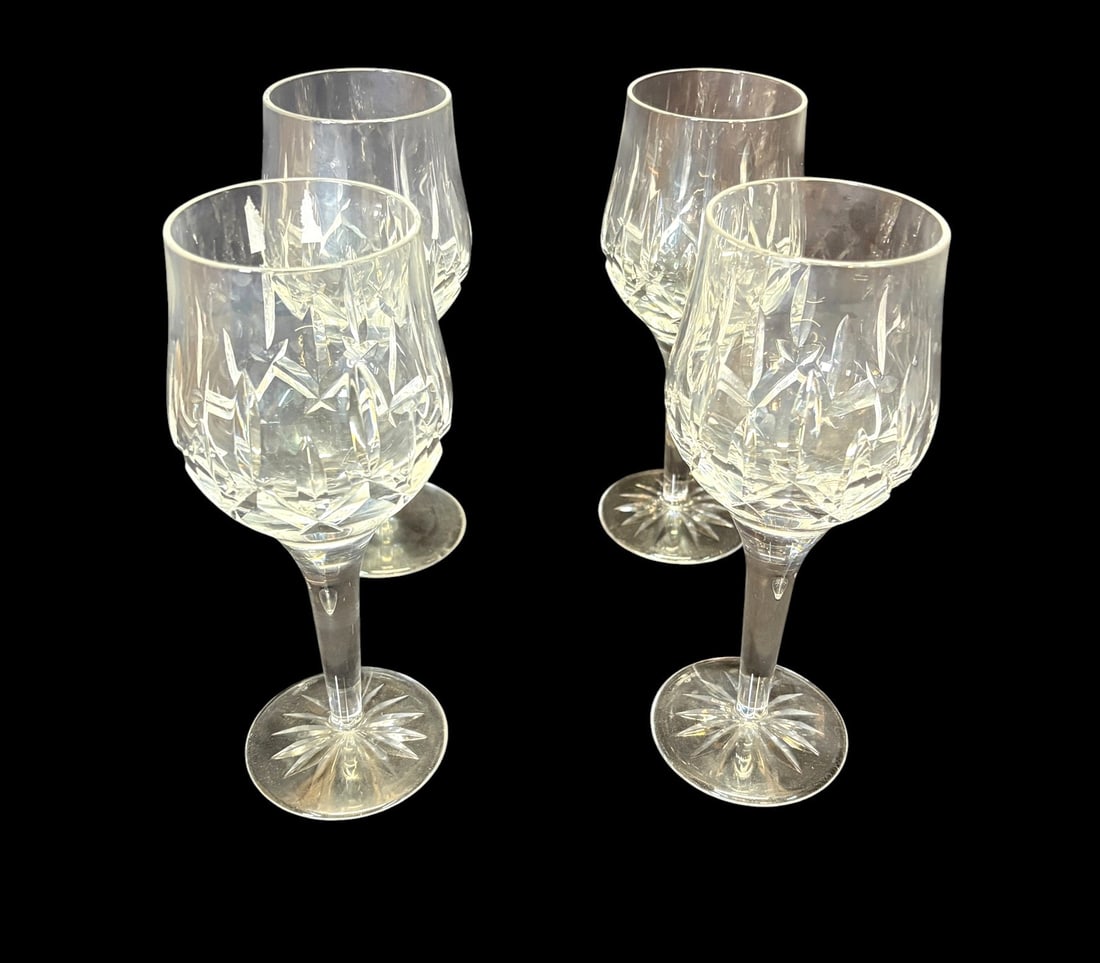 SET OF 4 WATERFORD CRYSTAL CUT WINE GLASSES (1 of 3)