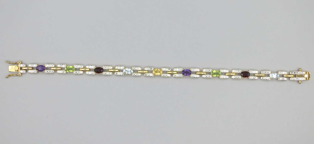 MULTI-COLOR CZ GOLD WASH STERLING SILVER BRACELET (1 of 5)