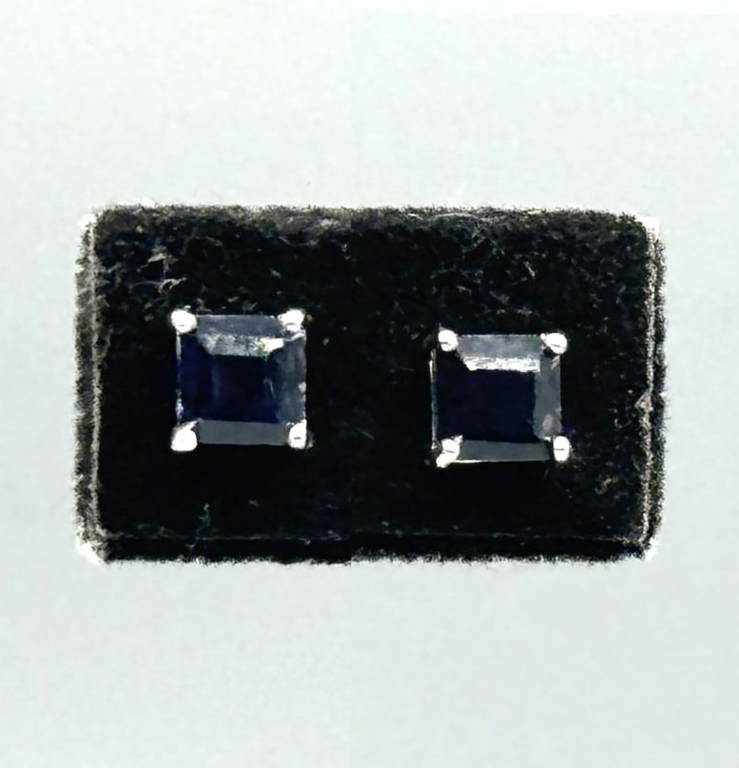 SAPPHIRE STUD STERLING EARRINGS (1 of 3)