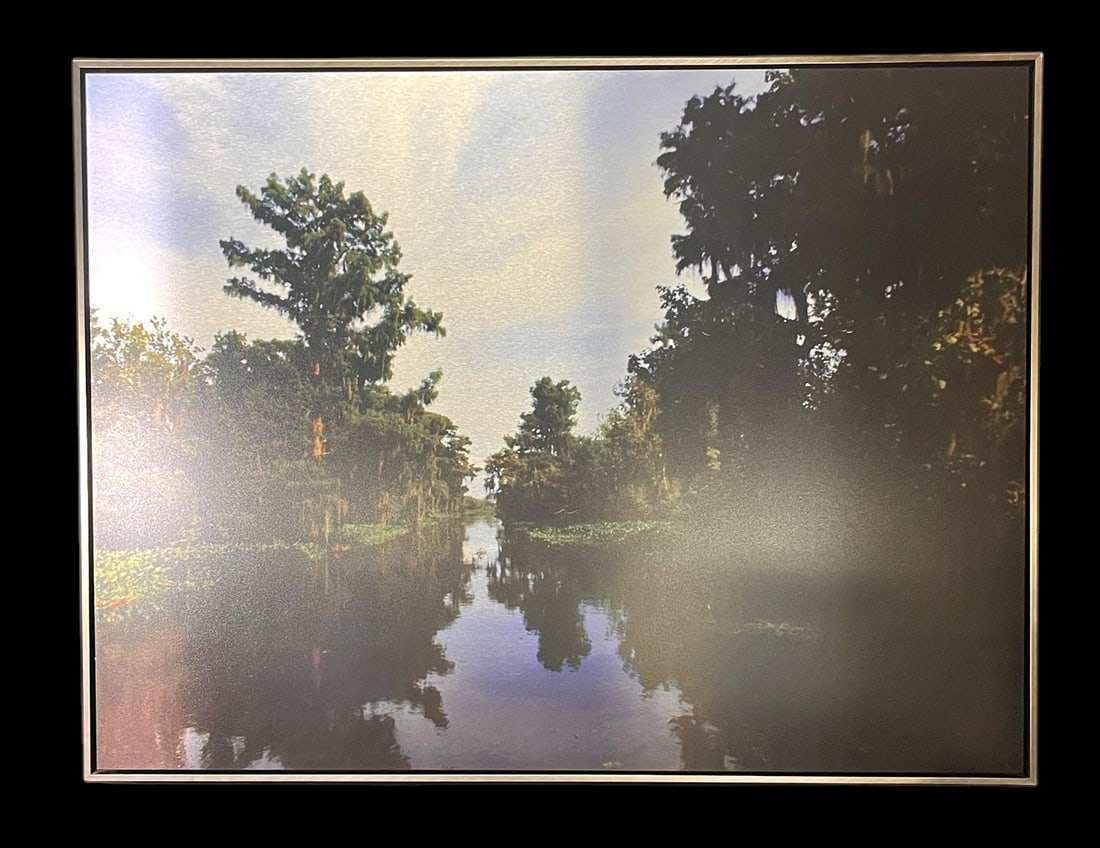 RIVER SCENE ON ALUMINUM FRAMED ARTWORK (1 of 3)