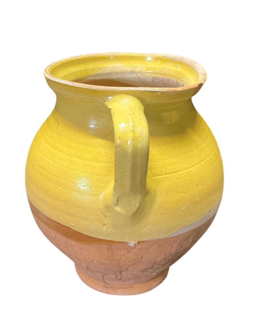 TWO YELLOW GLAZED CERAMIC POTS - 3