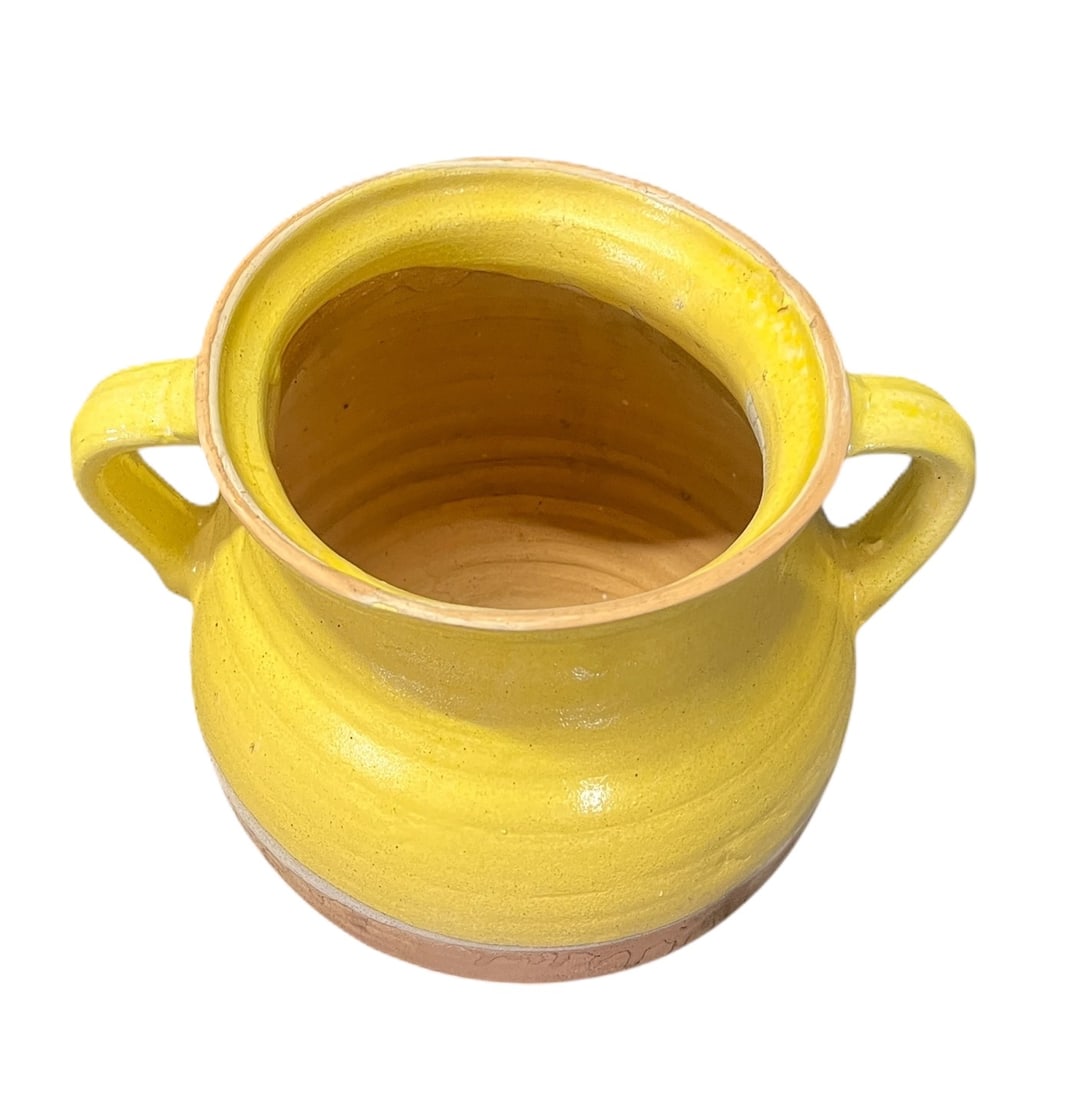 TWO YELLOW GLAZED CERAMIC POTS - 4