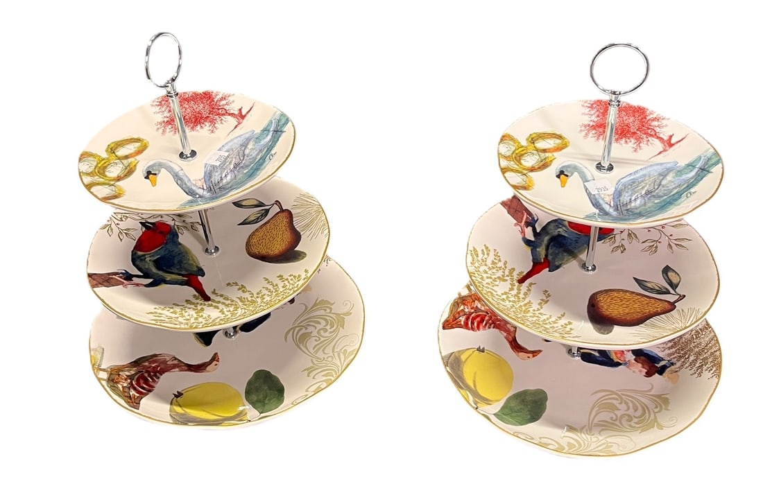 PAIR OF WILLIAM SONOMA 12 DAYS OF CHRISTMAS TIERS: PAIR OF WILLIAM SONOMA 12 DAYS OF CHRISTMAS TIERS. Height: 15 in. by Width: 11 in. by Depth: 11 in.