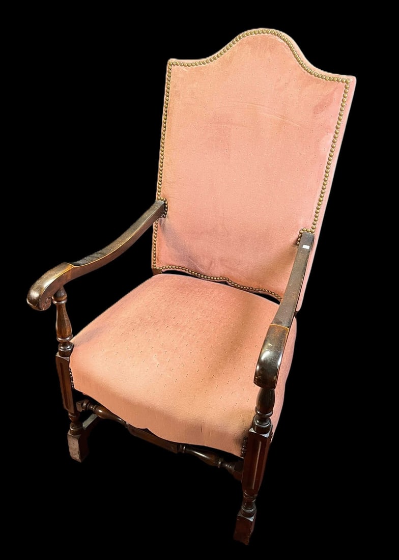 FRENCH ROSE VELVET UPHOLSTERED ARMCHAIR (1 of 7)