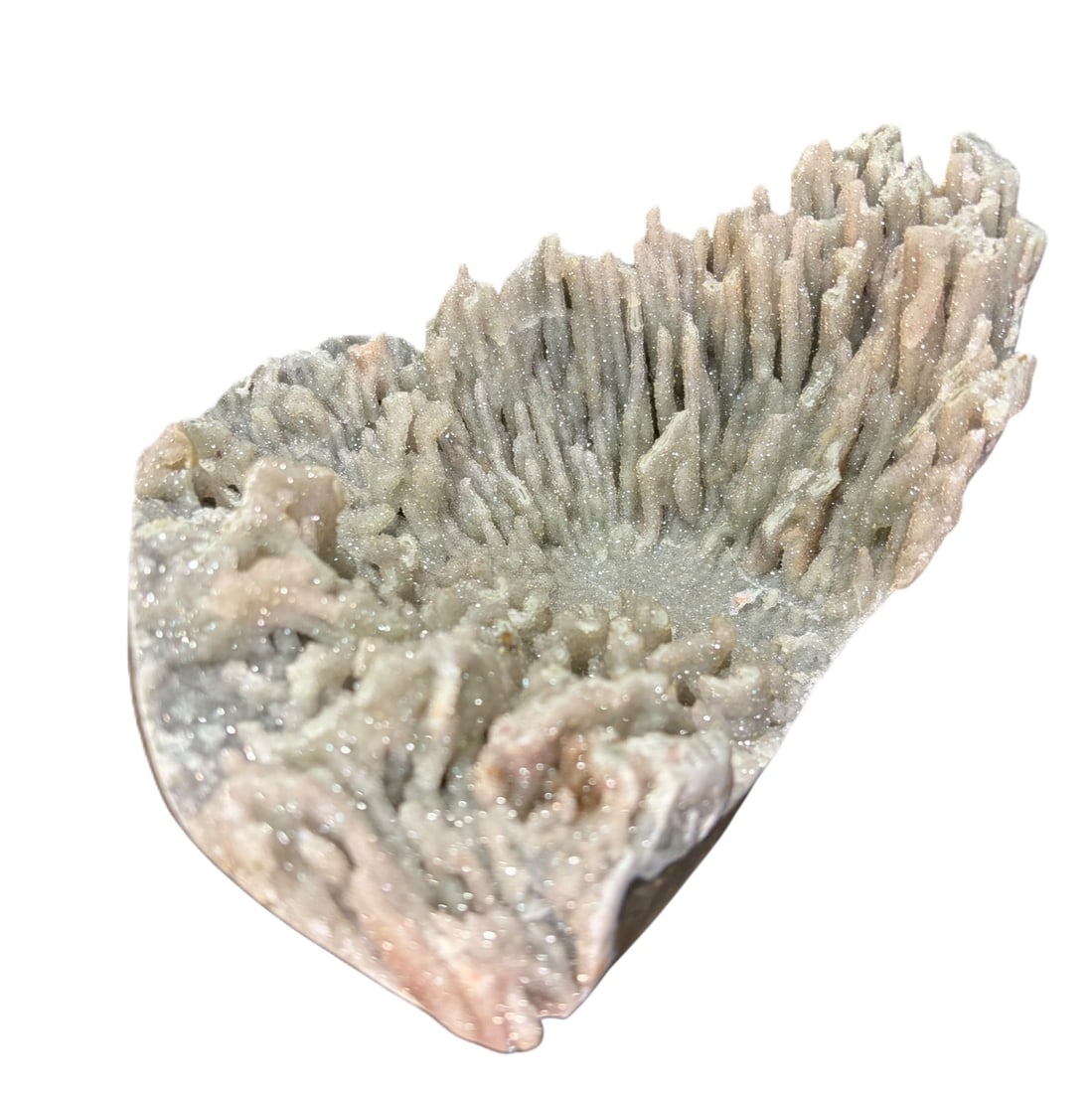 STALACITE AMETHYST: STALACITE AMETHYST. 4.2 lbs. Height: 4 in. by Width: 8 in. by Depth: 6 in.