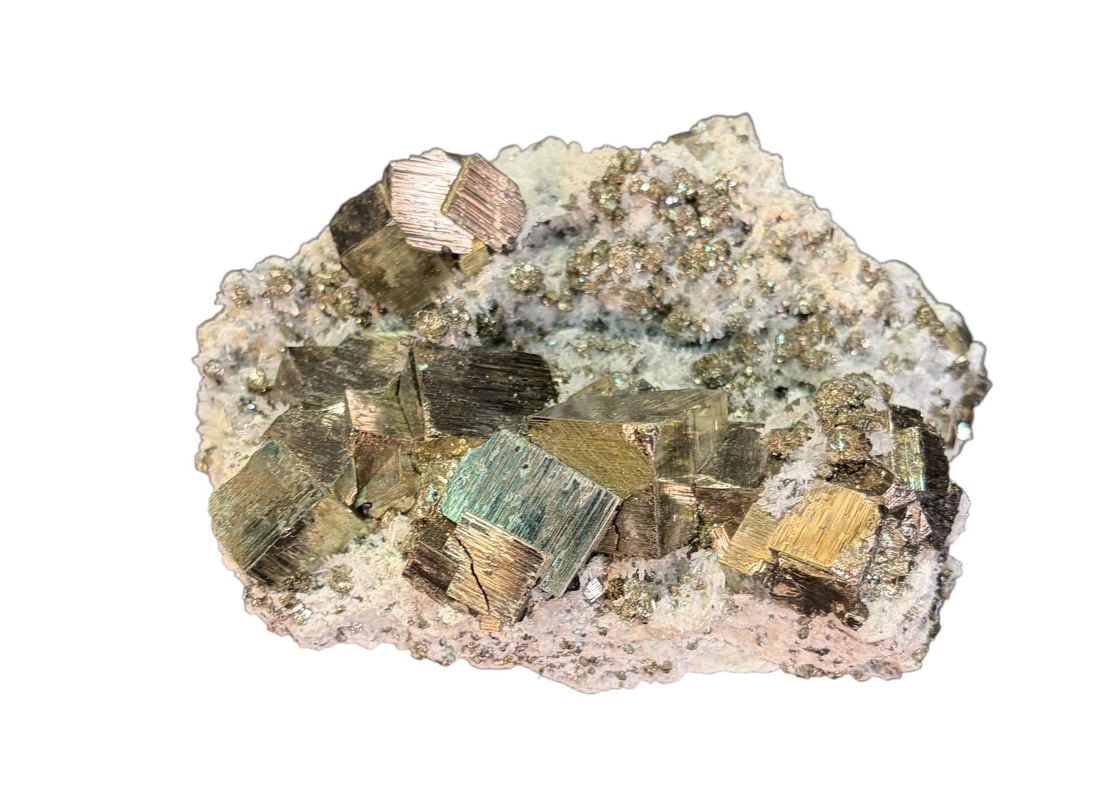 PYRITE SPECIMAN: PYRITE SPECIMAN. 3 lbs. Height: 2 in. by Width: 7 in. by Depth: 4.5 in.