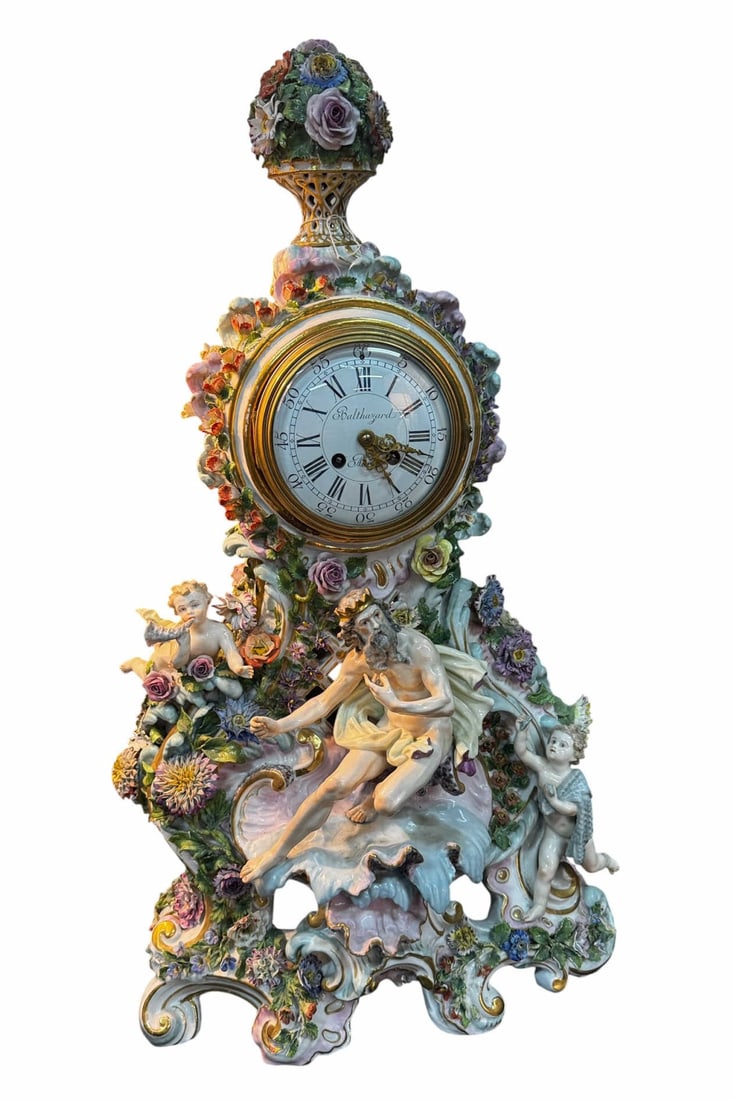 19th c. MEISSEN FIGURAL CLOCK WITH POSEIDEN (1 of 12)