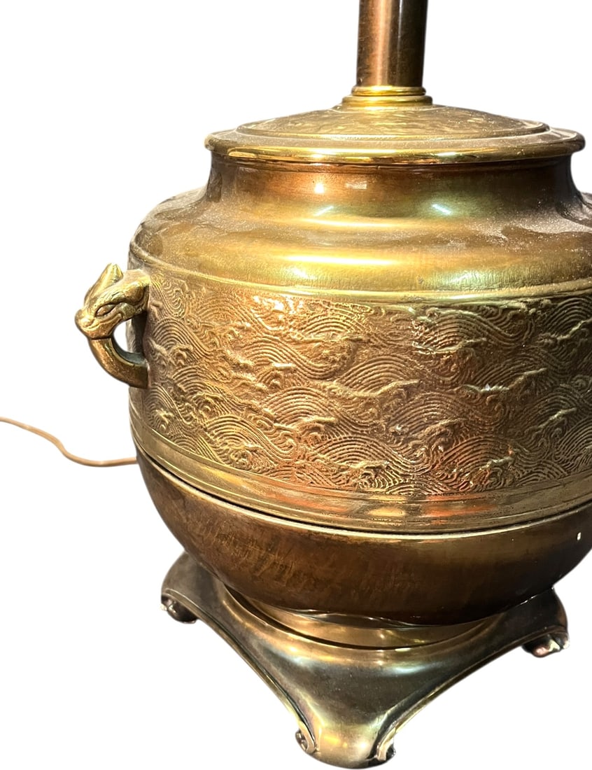 VINTAGE LARGE BRASS URN LAMP - 2