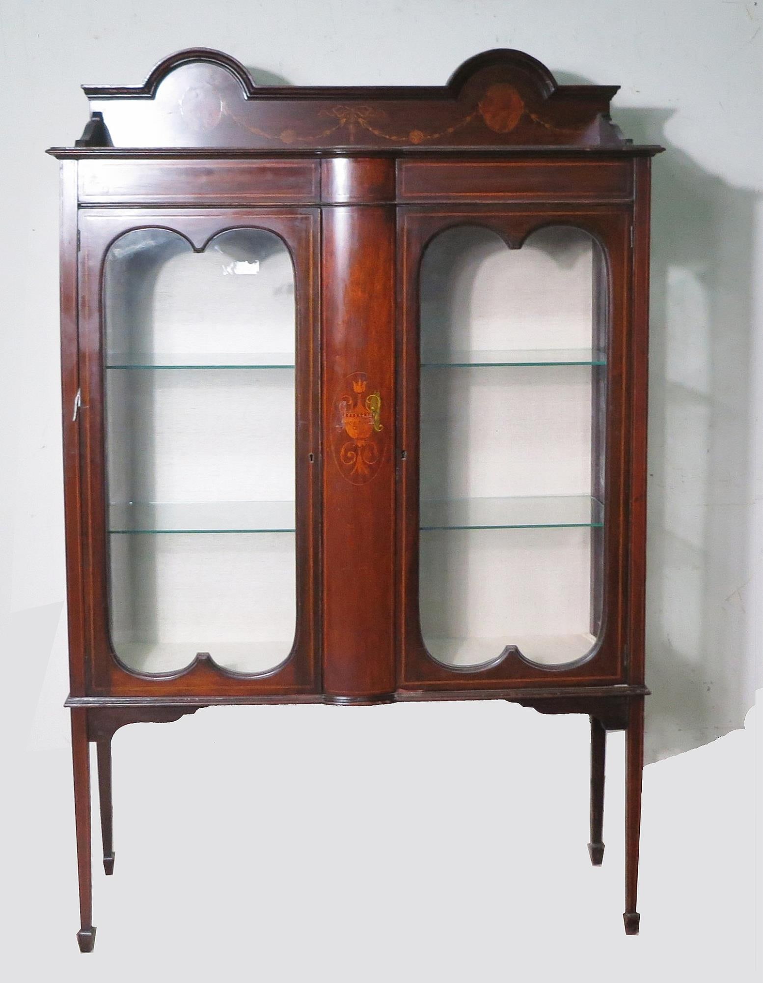 EDWARDIAN DOUBLE DOOR VITRINE WITH INLAY (1 of 4)