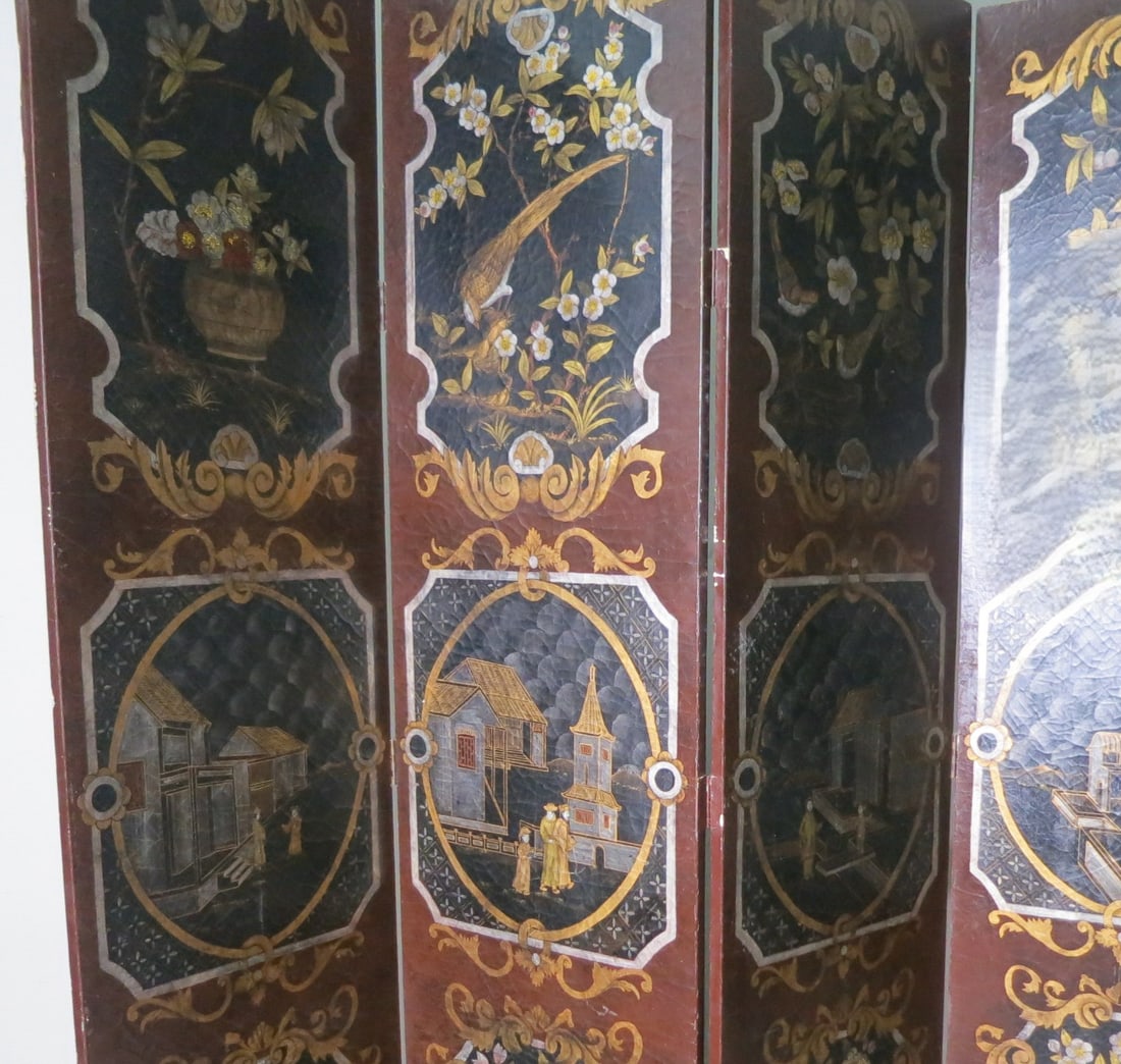 ORIENTAL MOTIF FOUR PANEL SCREEN - 2