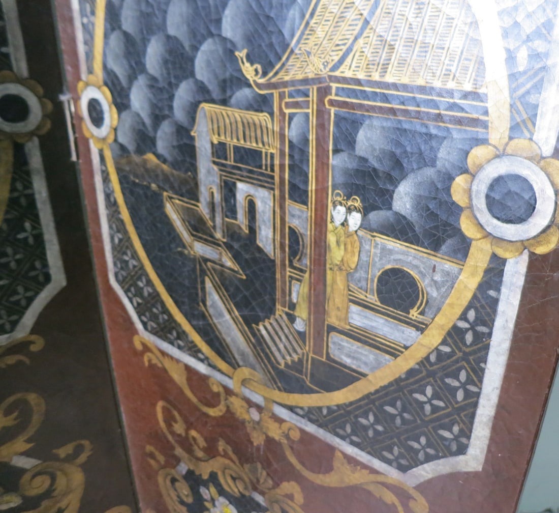 ORIENTAL MOTIF FOUR PANEL SCREEN - 3