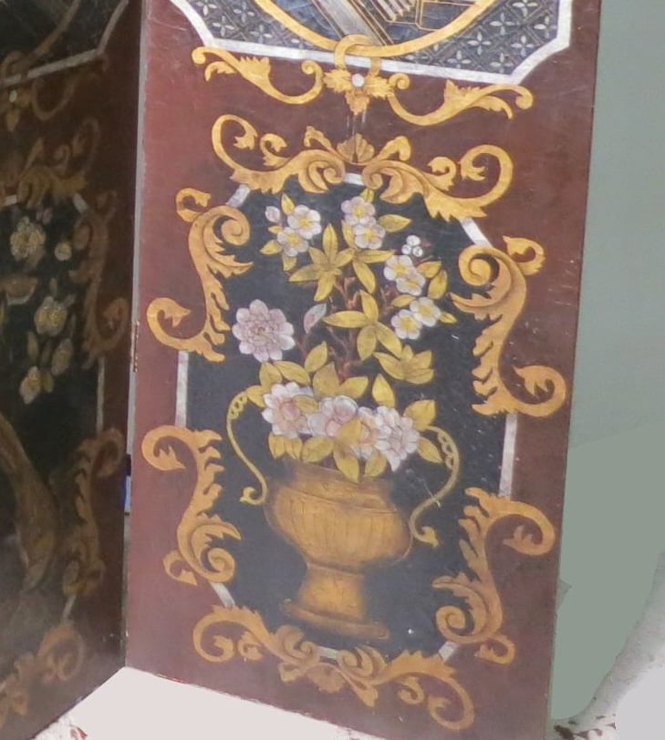 ORIENTAL MOTIF FOUR PANEL SCREEN - 5