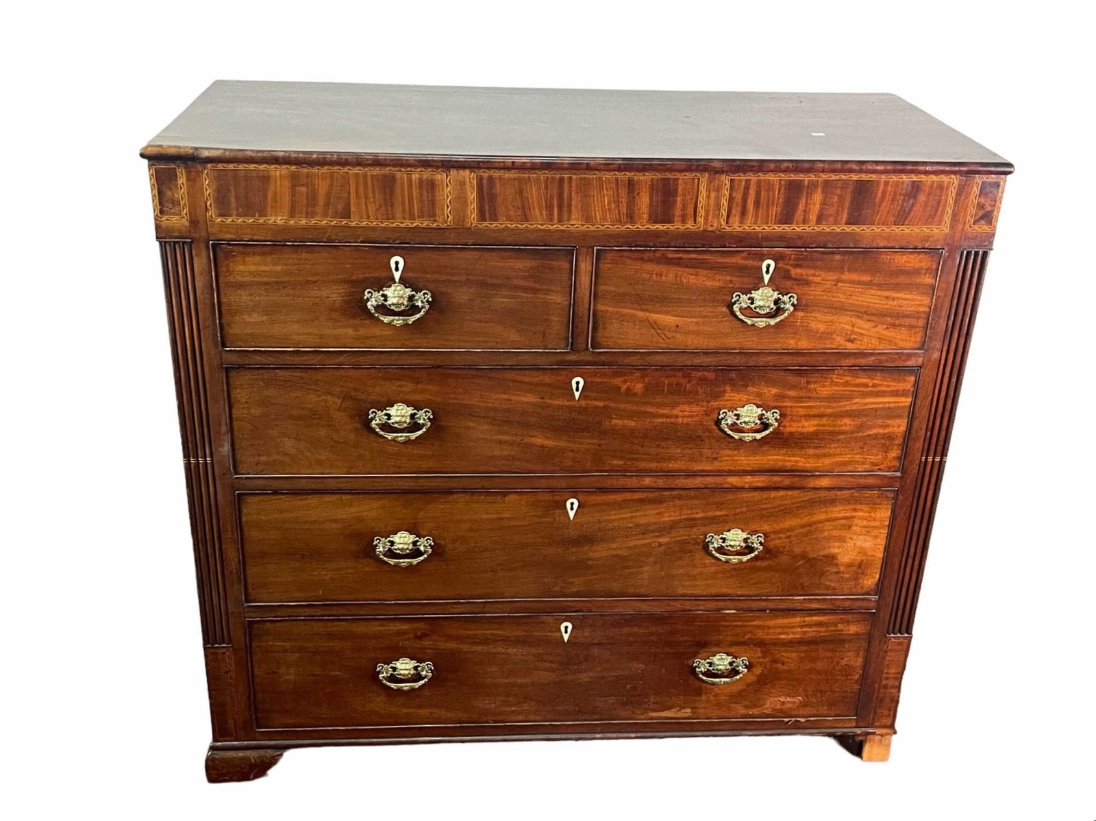 19th CENTURY MAHOGANY FIVE DRAWER CHEST (1 of 3)