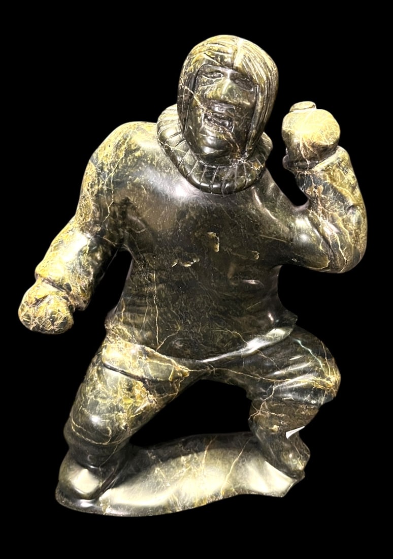 CANADIAN DRUM DANCER CARVED JADE SCULPTURE (1 of 5)