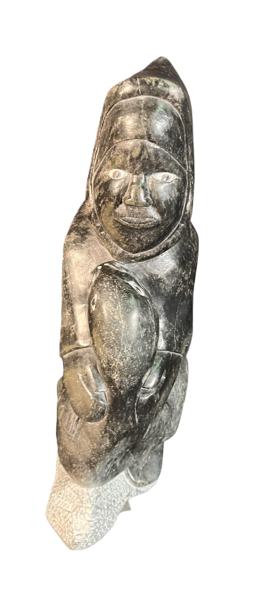 CARVED STONE STATUE OF ESKIMO W/ SEAL (1 of 3)