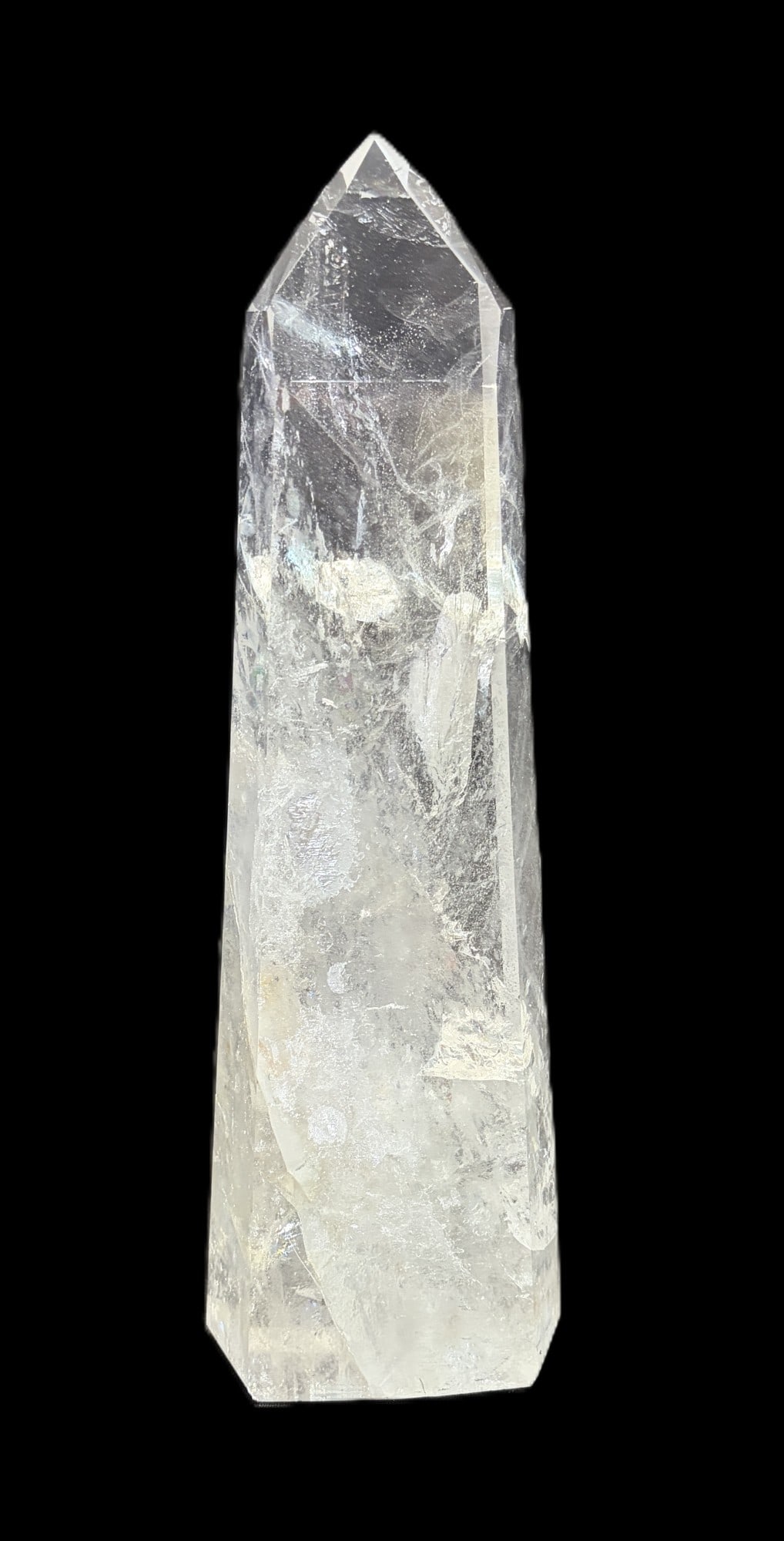 QUARTZ CRYSTAL OBELISK: QUARTZ CRYSTAL OBELISK 5.2lbs Height: 10.5 in. by Width: 3.5 in. by Depth: 2.5 in.