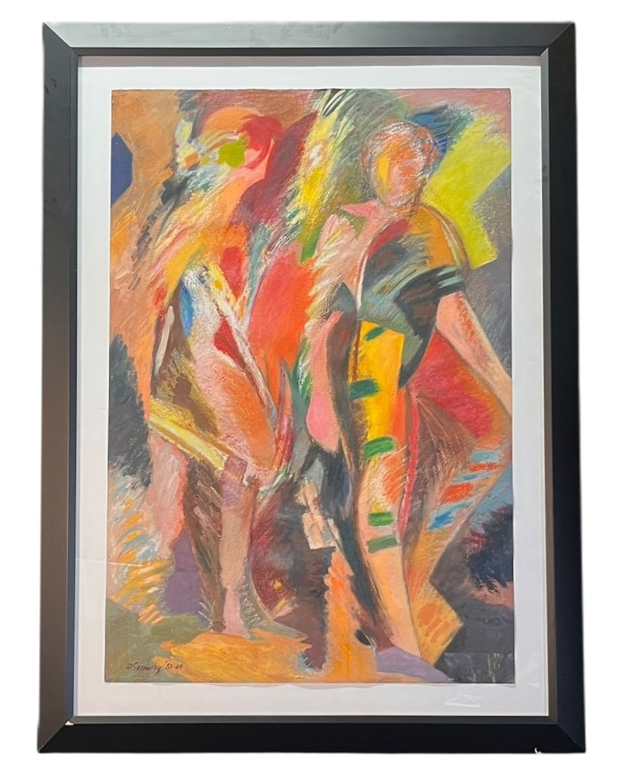 MULTI-COLOR ABSTRACT SIGNED BY SASAWSKY: MULTI-COLOR ABSTRACT OIL ON CANVAS SIGNED BY SASAWSKY. Height: 53.5 in. by Width: 29.5 in.
